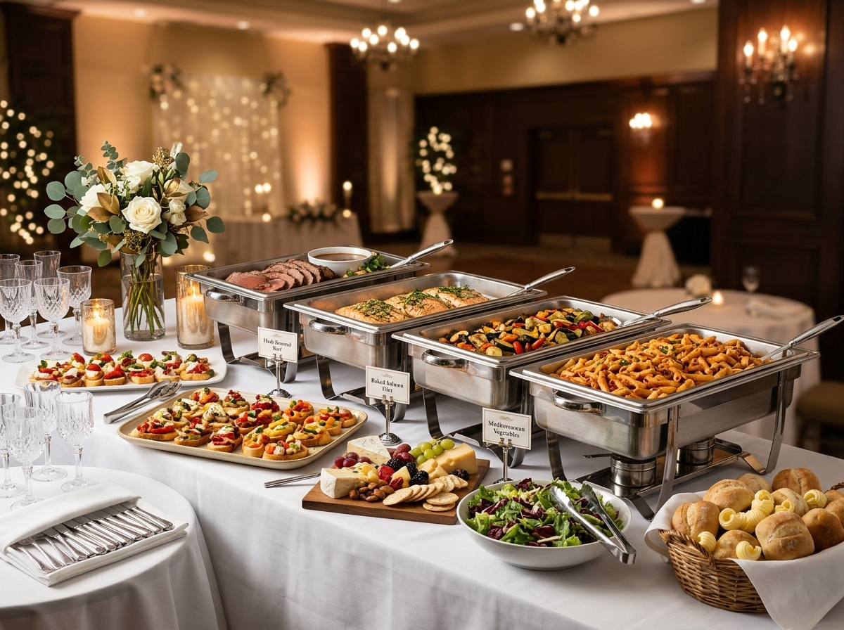 Elegant buffet catering setup