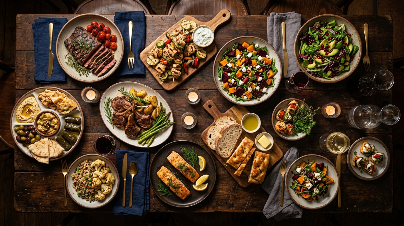 Beautifully plated catering spread by Prepared Table